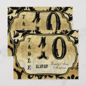 ゴールドのダマスク柄の黒い渦巻き テーブルナンバー (正面/裏面)