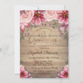 ゴールドのティアラ、ストリングライトと花の木製のキンセアニェーラ 招待状 (正面)