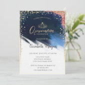 ゴールドのティアラ,紙吹雪,水彩筆のタッチ 招待状 (スタンド正面)