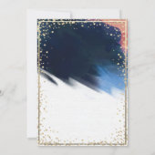 ゴールドのティアラ,紙吹雪,水彩筆のタッチ 招待状 (裏面)