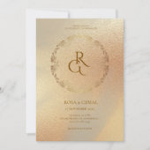 ゴールドのテクスチャが美しいエレガントな結婚式の招待状 招待状 (正面)