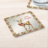 ゴールドのトナカイ ホリデー ペーパーコースター (アングル)