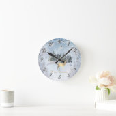 ゴールドのトナカイ,森,ストリングライトの風景 ラウンド壁時計 (ホーム)