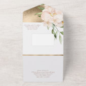 ゴールドのトロピカルオーキッドとプルメリアの花 オールインワン招待状 (外側)