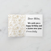 ゴールドのハッピーバースデーカード サンキューカード (内部)