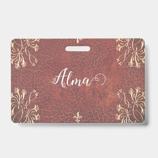 ゴールドのハニーサックル - 名入れ可能 バッジ (正面)