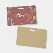 ゴールドのハニーサックル - 名入れ可能 バッジ (正面＆裏面)