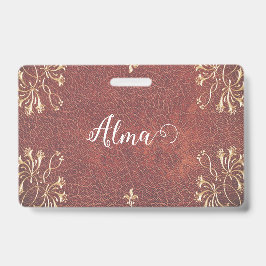 ゴールドのハニーサックル - 名入れ可能 バッジ