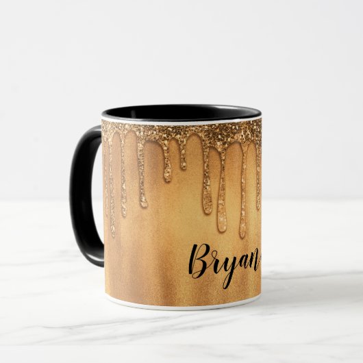 ゴールドのハニーラメが滴る Pretty Drips マグカップ (正面左)