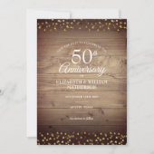 ゴールドのハートが可愛い50周年のアニバーサリーSave the Date 招待状 (正面)