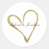 ゴールドのハート ラウンドシール (正面)