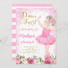 ゴールドのバレリーナの招待状 招待状