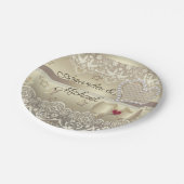 ゴールドのバレンタインデー結婚式のイラストハートL ペーパープレート (アングル)