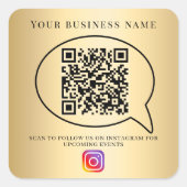 ゴールドのビジネス名QRコードInstagram スクエアシール (正面)