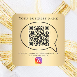ゴールドのビジネス名QRコードInstagram スクエアシール