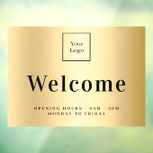 ゴールドのビジネス ロゴ ウェルカム オープニング アワー ウィンドウサイン (シート3)