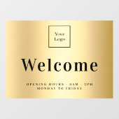 ゴールドのビジネス ロゴ ウェルカム オープニング アワー ウィンドウサイン (シート)