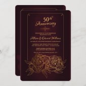 ゴールドのピーコックの招待状 招待状 (正面/裏面)