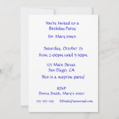 ゴールドのフレンチホルン、ハト、ハート、ライフを祝おう 招待状 (裏面)