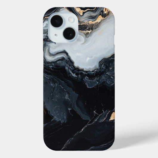 ゴールドのブラック+ホワイト大理石のスマホケース Case-Mate iPhoneケース (裏面)