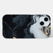 ゴールドのブラック+ホワイト大理石のスマホケース Case-Mate iPhoneケース (裏面 (横))