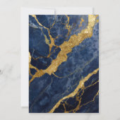 ゴールドのブルーマーブルパターン 招待状 (裏面)