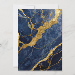 ゴールドのブルーマーブルパターン 招待状