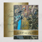 ゴールドのペコック　結婚式場案内 招待状 (正面/裏面)