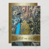 ゴールドのペコー 貴重な日付のお知らせ 招待状 (正面/裏面)