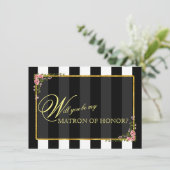 ゴールドのホイルに花模様　あなたは私の名誉のメイドになる？ 招待状 (スタンド正面)