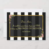 ゴールドのホイルに花模様　あなたは私の名誉のメイドになる？ 招待状 (裏面)