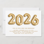 ゴールドのホイル風船 新年のパーティー招待状 招待状 (正面)