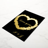 ゴールドのホイル ラブユー カード (回転した状態)