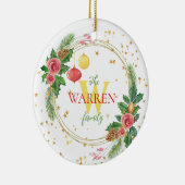 ゴールドのホーリー、松、ビンテージオーナメントの花輪 セラミックオーナメント (右)