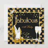 ゴールドのポルカドットが素敵なハイヒールパーティー 招待状 (正面)