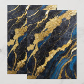 ゴールドのマーブル模様 招待状 (正面/裏面)