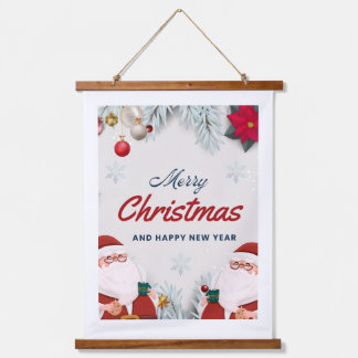 ゴールドのメリクリ 赤いオーナメント 吊り下げ型タペストリー