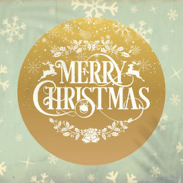 ゴールドのメリークリスマス・スノーフレーク ラウンドシール