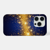 ゴールドのラメとスパークル iPhoneケース (裏面横)