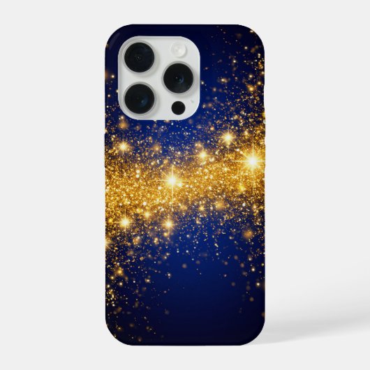 ゴールドのラメとスパークル iPhoneケース (裏面)
