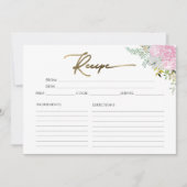 ゴールドのワイルドフラワースプリング ブライダルシャワー レシピ カード (正面)