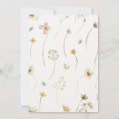 ゴールドのワイルドフラワー ベビーシャワー 招待状 (裏面)