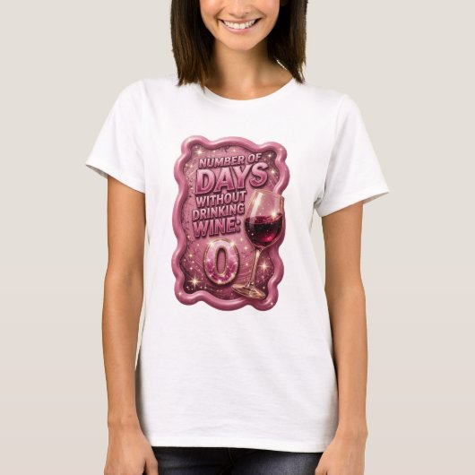 ゴールドのワイン断ち成功日数 0 v2 tシャツ (正面)