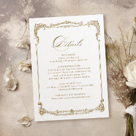 ゴールドのヴィンテージ風フレーム クラシックスクリプトの結婚式の詳細 エンクロージャーカード