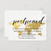 ゴールドの世界地図 結婚式の日程変更 エンクロージャーカード (正面/裏面)