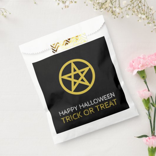 ゴールドの五芒星マーク ハッピーハロウィン フェイバーバッグ (封をした状態)