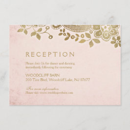 ゴールドの優雅なブライダルベール ヴィンテージ レースのウェディングパーティー エンクロージャーカード