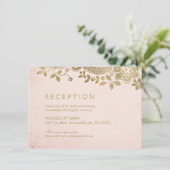 ゴールドの優雅なブライダル ヴィンテージ レースの結婚式の披露宴 エンクロージャーカード (スタンド正面)