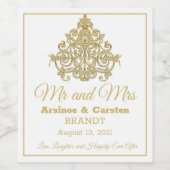 ゴールドの優雅なワインボトルラベル ワインラベル (シングルラベル)