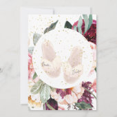 ゴールドの円が付いた花のウェディングシャワー招待状 招待状 (裏面)